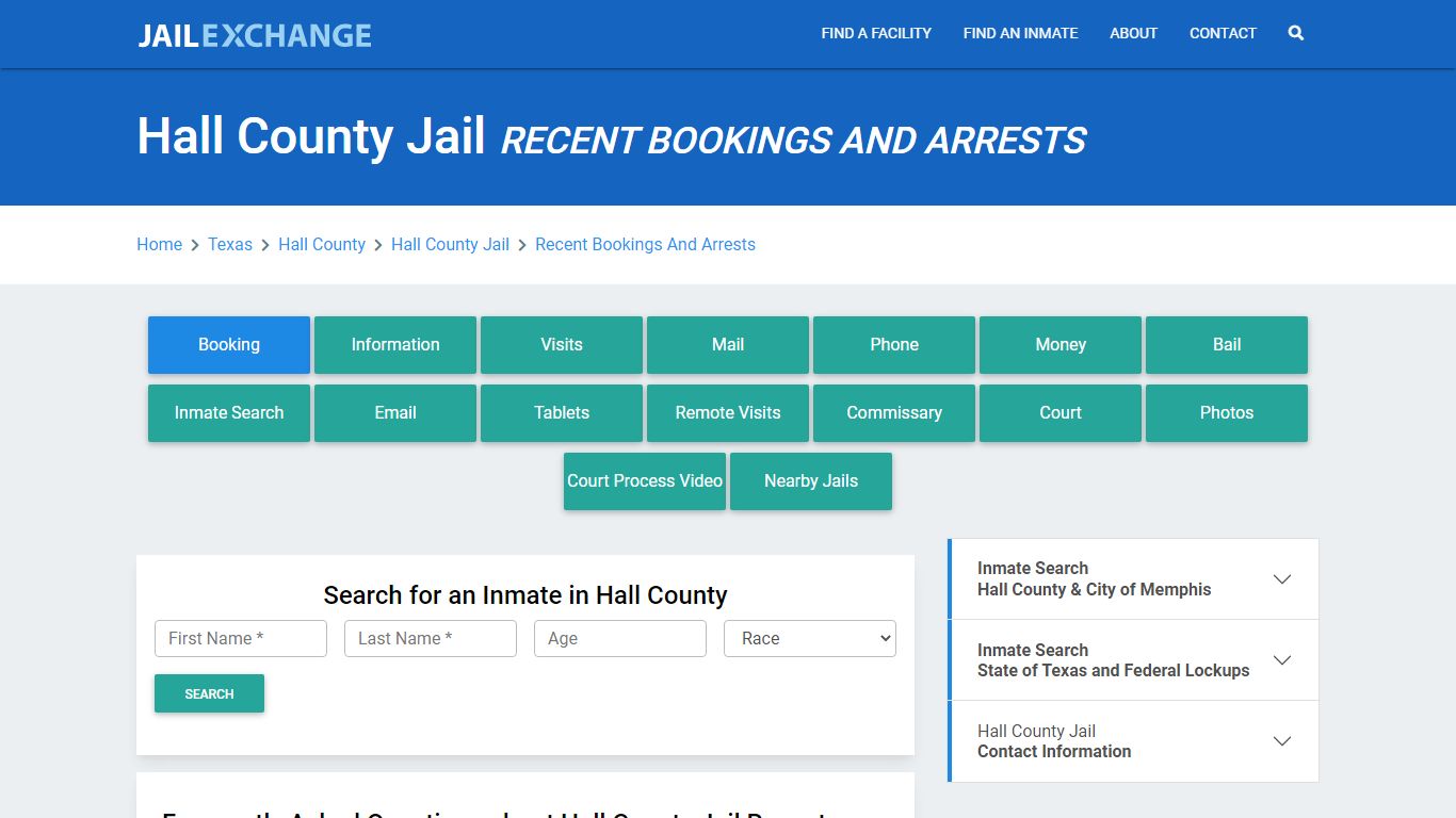 Hall County Jail Recent Bookings And Arrests - Jail Exchange