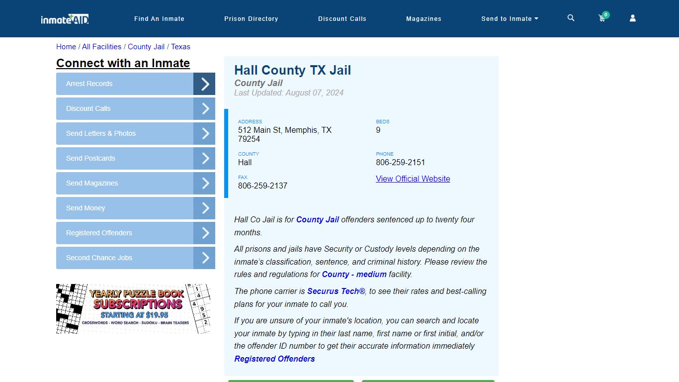 Hall County TX Jail - Inmate Locator